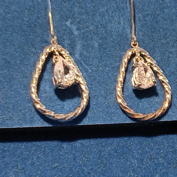 Avon Gold and Silver Teardrop Earrings - Picture 2 of 4